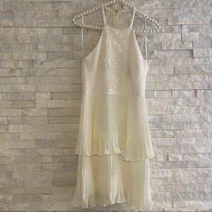 Max and Cleo White Lace Pleated Cocktail Dress